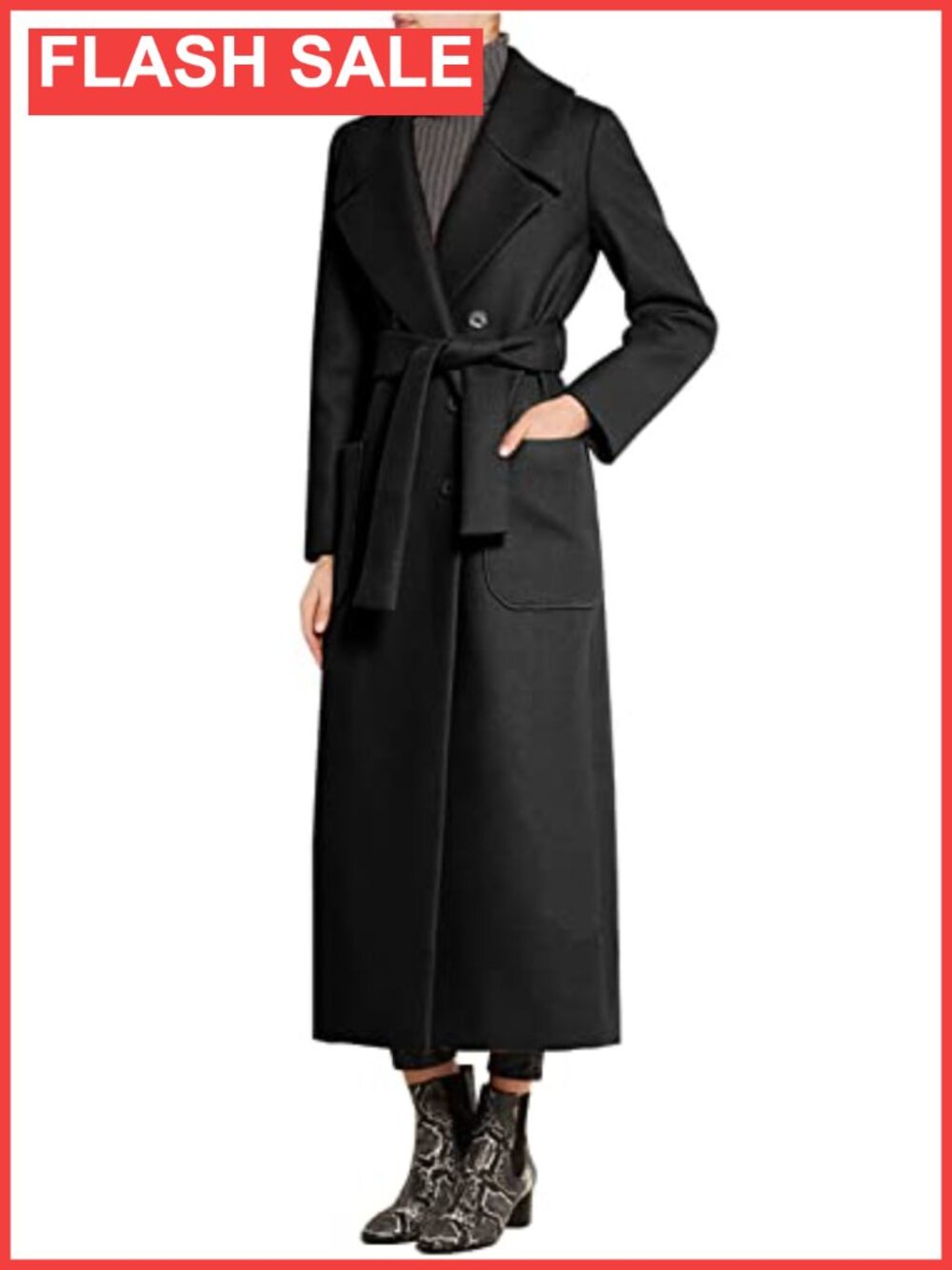 Elegant Wool Blend Double Breasted Overcoat Coat with Belt
